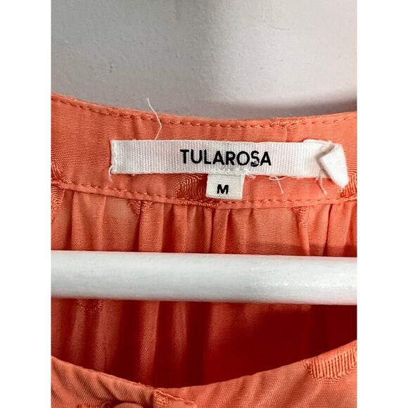 Tularosa Charlene Polka Dot Long Sleeve Tiered Blouson Mini Dress Pale Peach M - Picture 6 of 10